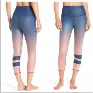 Alo Yoga Pink & Blue Ombré Airbush Crop Leggings